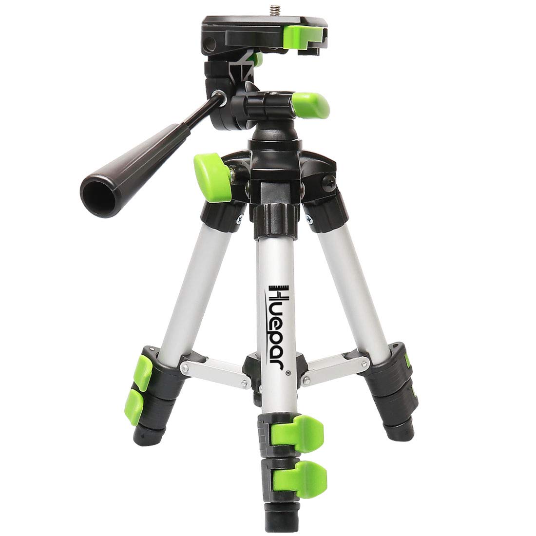 Huepar Tpd05 19.7' Lightweight Aluminum Tripod Mini Portable Adjustable Tripod For Laser Level And Camera, With 3 Way Flexible Pan Head And Bubble Level, Quick Release Plate With 1/4' 20 Screw Mount