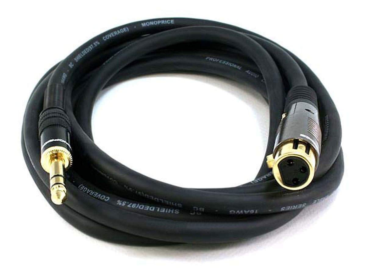 Monoprice 104770 10 Feet Premier Series Xlr Female To 1/4 Inch Trs Male 16Awg Cable Black