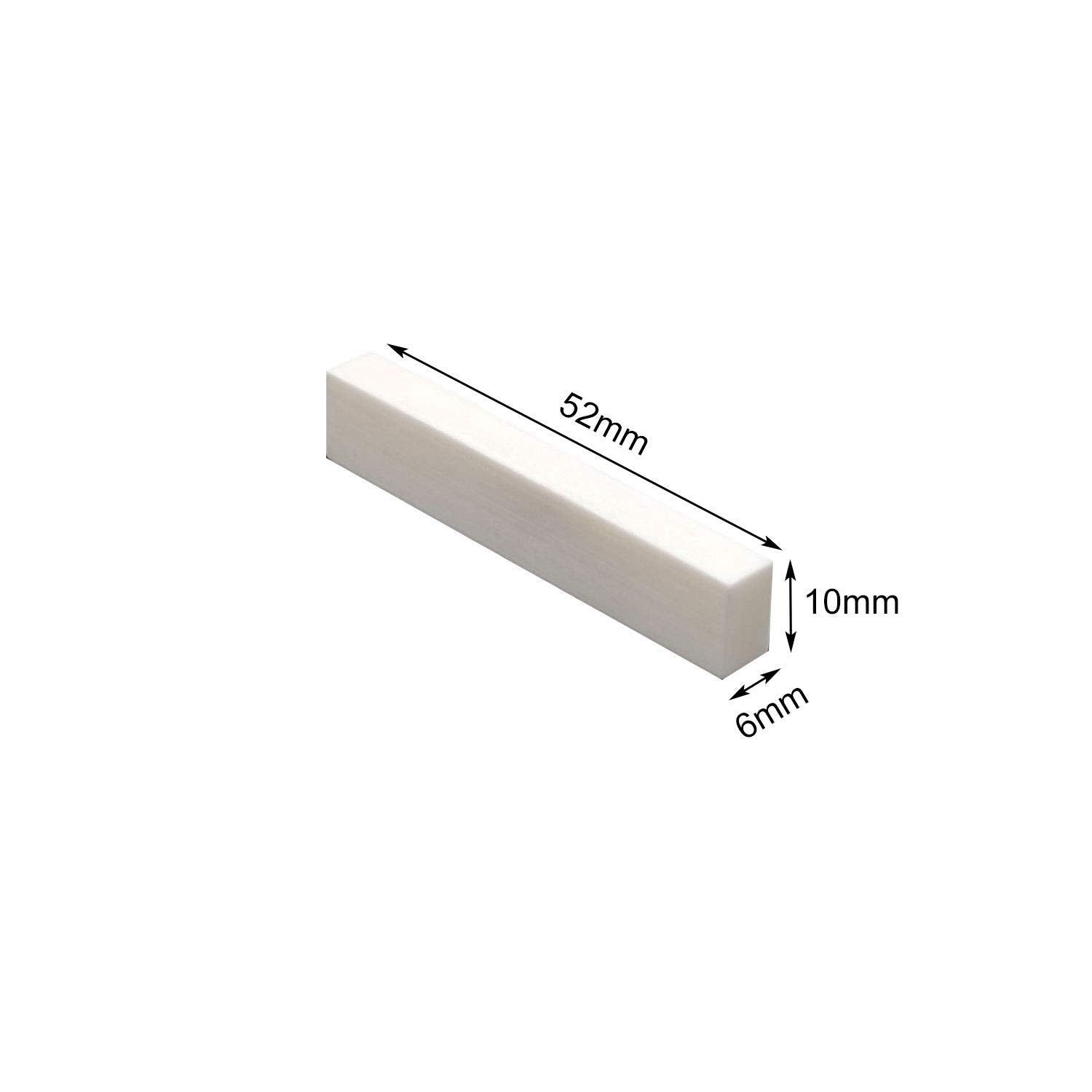 Vencetmat 6Pcs Blank & Uncut Guitar Nut White Color Made Of Real Bone 52X6X10Mm For Electric & Acoustic & Classical & Cigar Guit
