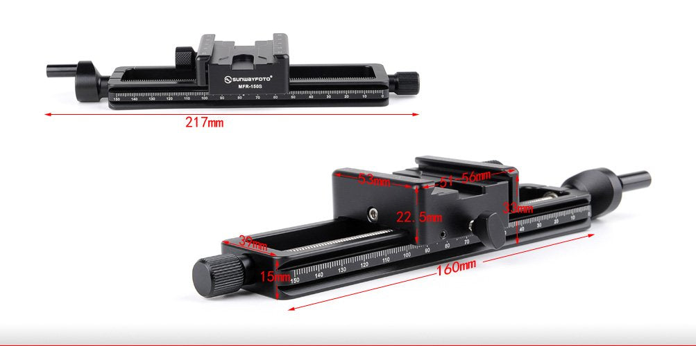 Sunwayfoto Mfr 150S Wormdrive Macro Rail W Arca / Rrs Compatible Clamp For Precision Focus