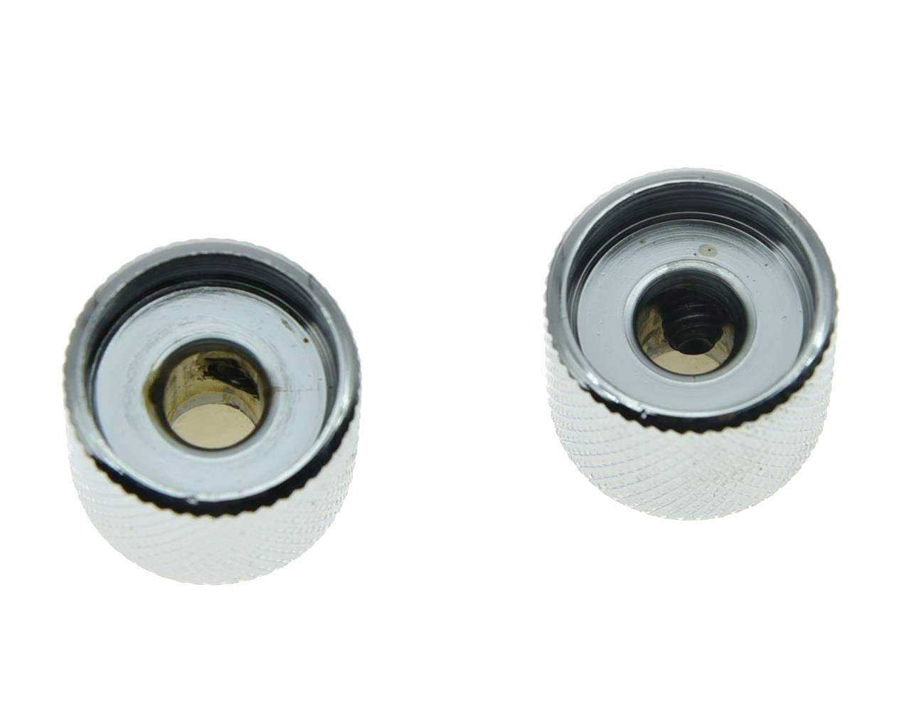 Kaish Set Of 2 Chrome With White Pearl Cap Guitar Knobs Pearl Top Dome Knobs Bass Knob With Set Screw For Tele/Telecaster