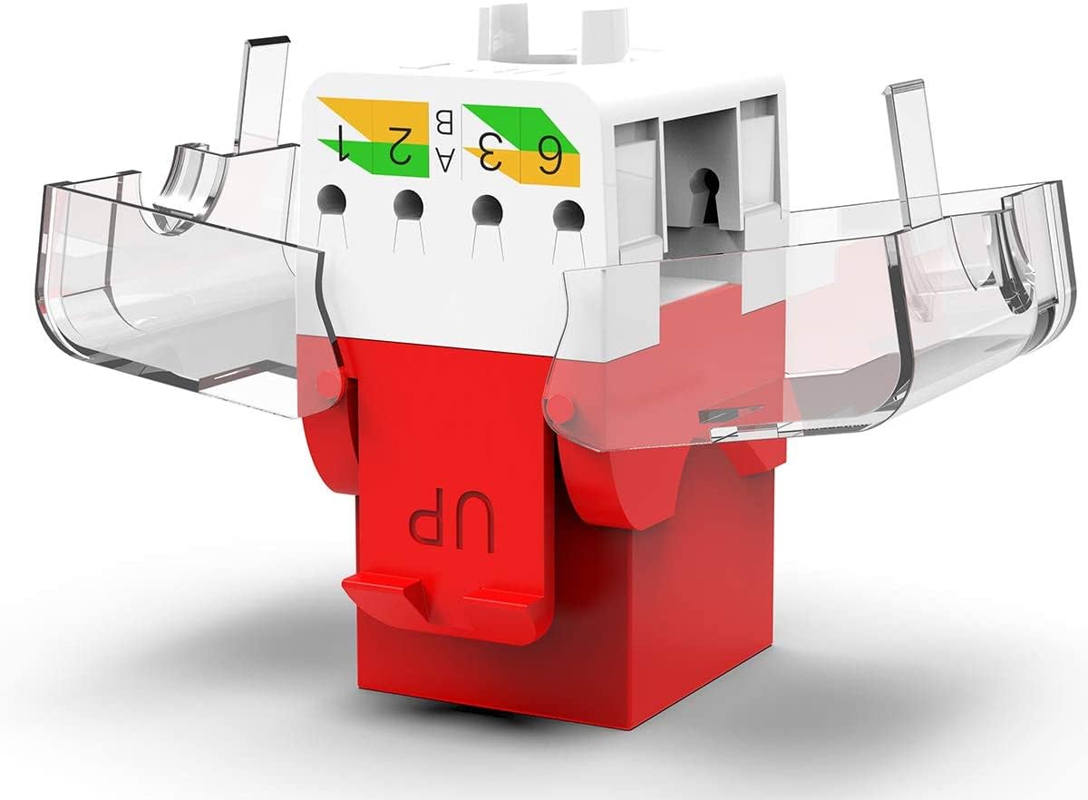 Ampcom Cat6 Keystone Jack Tool Less Rj45 Utp, No Punch Down Tool Required Module Coupler  12 Pack Red