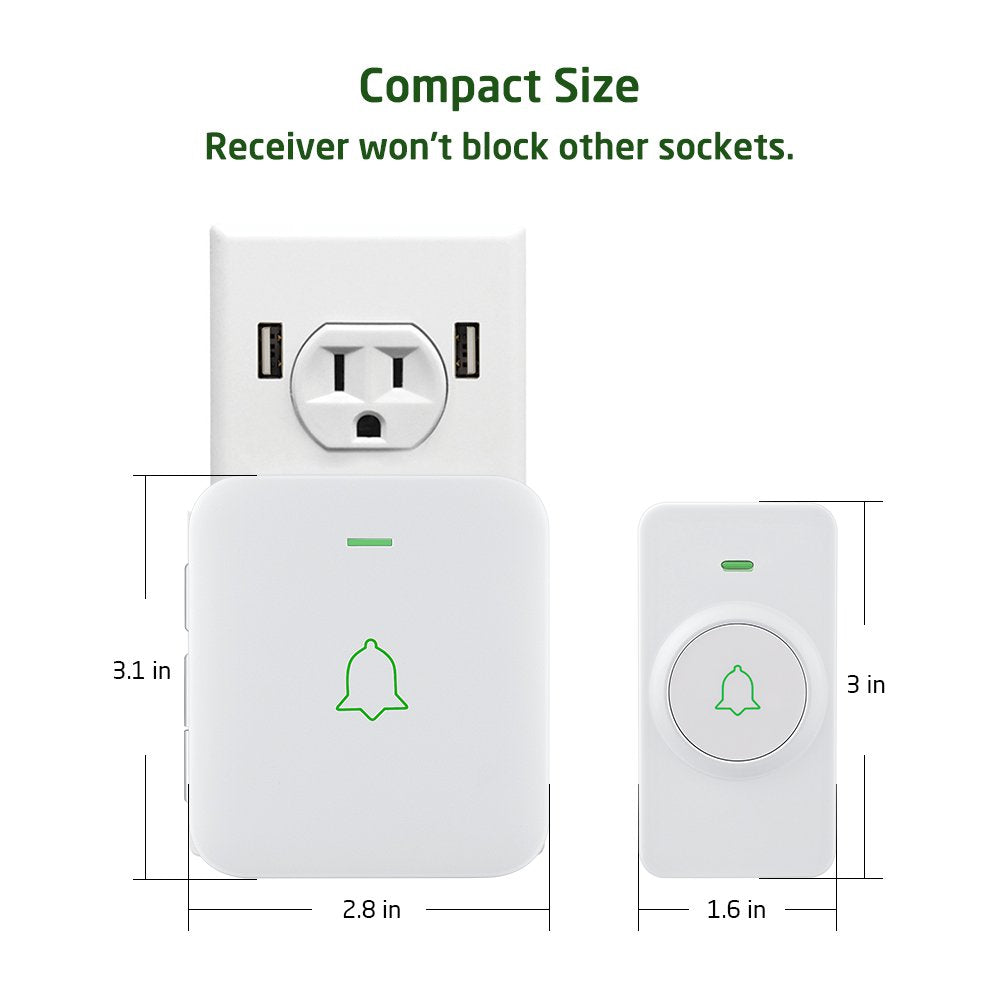 Avantek Wireless Doorbell, Mini Waterproof Door Bell Chime Operating At 1000 Feet, Cw 11 Doorbell With 52 Melodies, 5 Volume Lev