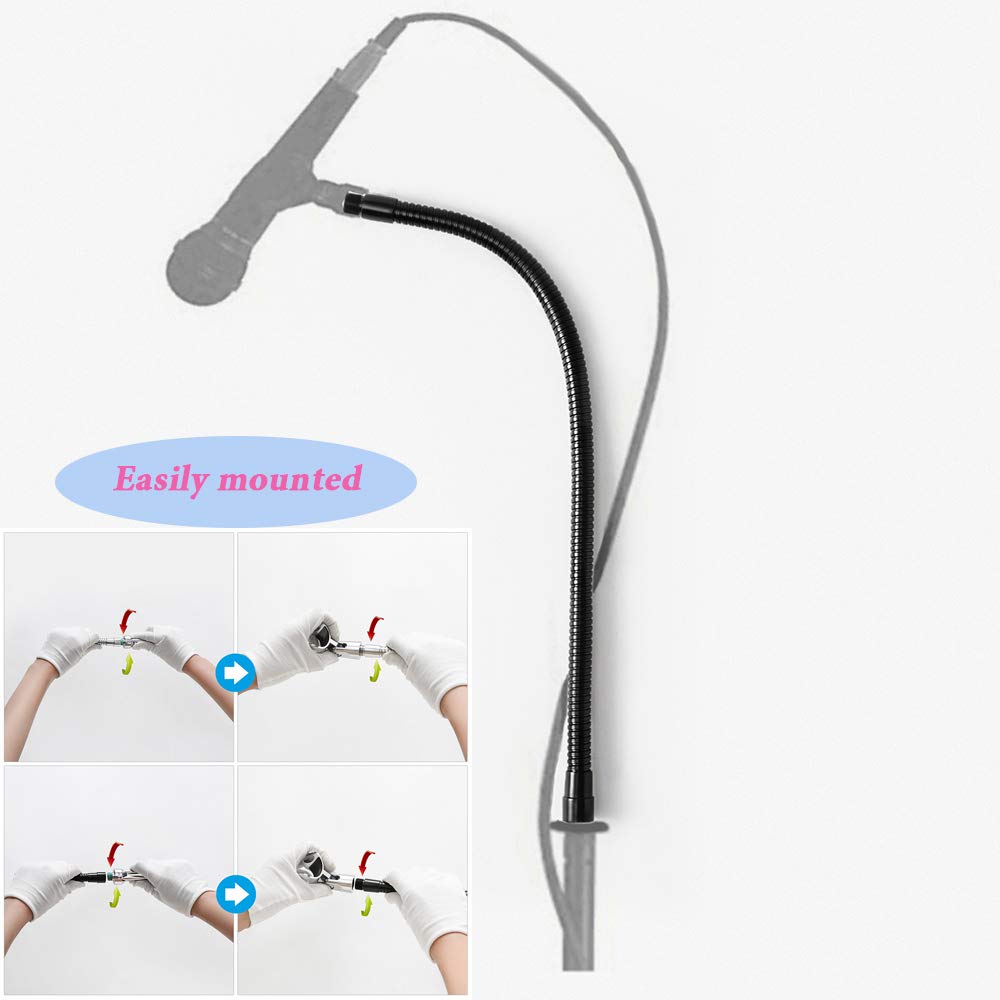 Honsety 19'' Microphone Gooseneck, Multifunction Diy Universal Metal Hose, Black