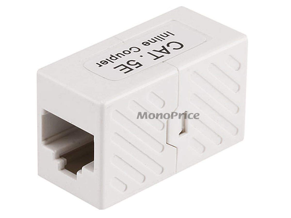 Monoprice Cat5E Rj45 Modular Inline Coupler   Straight Type Coupler, White