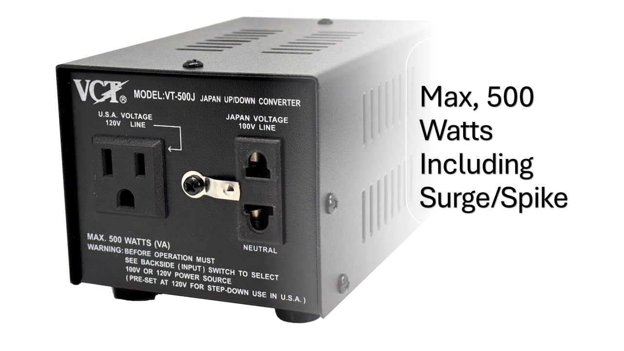 Vct Vt-500J - Japanese Step Up/Down Voltage Transformer Converts Japan 100 Volts To 110V Or Vice Versa - 500 Watt