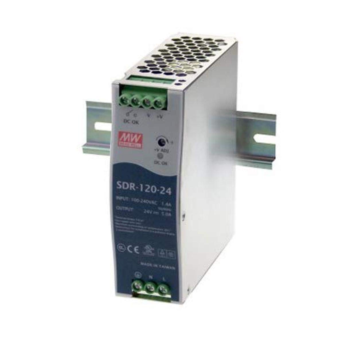 Mean Well Sdr 120 24 Din Rail Power Supply With Pfc Function, 24Vdc, 5A, 120W