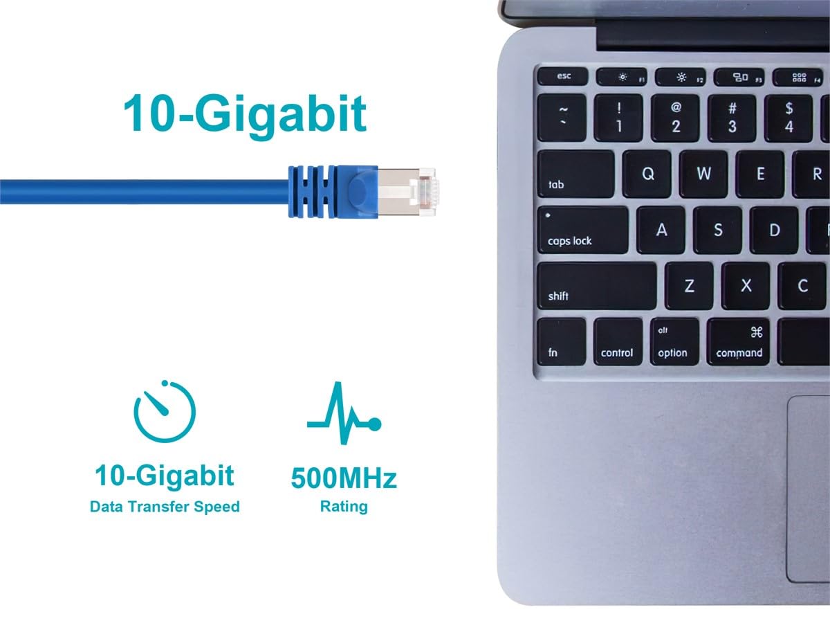 Monoprice Cat6A 3Ft Blue Patch Cable Double Shielded (S/Ftp) 26Awg 10G Pure Bare Copper Snagless Rj45 Fullboot Series Ethernet C