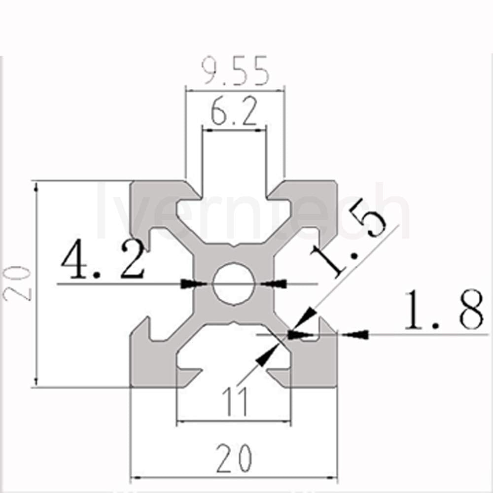 Iverntech 4Pcs 1000Mm 2020 V Slot Aluminum Extrusion 39.37 Inches Black Aluminum Profile European Standard Anodized Linear Rail