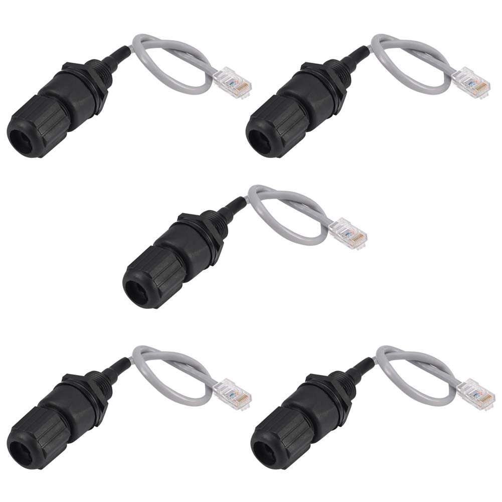 Anmbest 5Pcs M25 Rj45 Waterproof Cat5/5E/6 8P8C Connector Ip67 Ethernet Lan Cable Connector Double Head With Shield Cat5E Networ