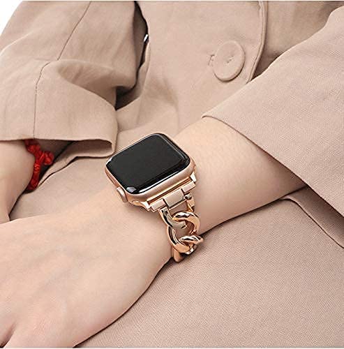 Kolgios 38/40/41Mm Rosegold Women Cool Chain Smartwatch Bands Compatible For Apple Watch Series 9/8/7/6/Se/5 Stylish Replacement