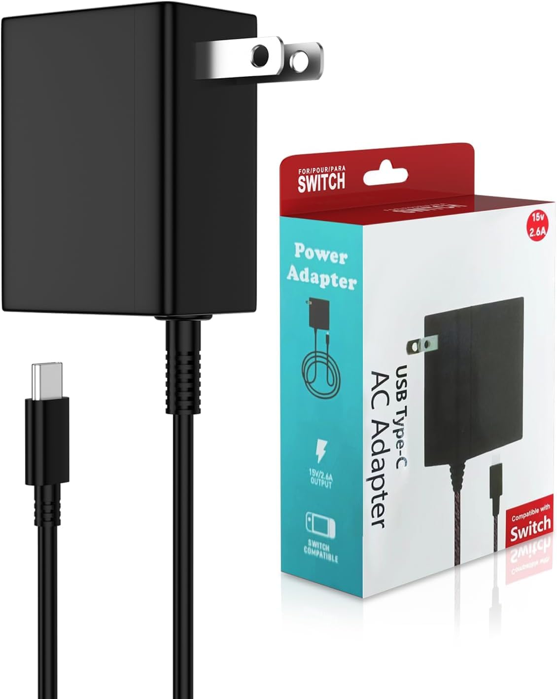 Fast Charger Compatible with Nintendo Switch,USB C Type C Power Adapter Compatible with Nintendo Switch Lite OLED Dock,15V/2.6A 