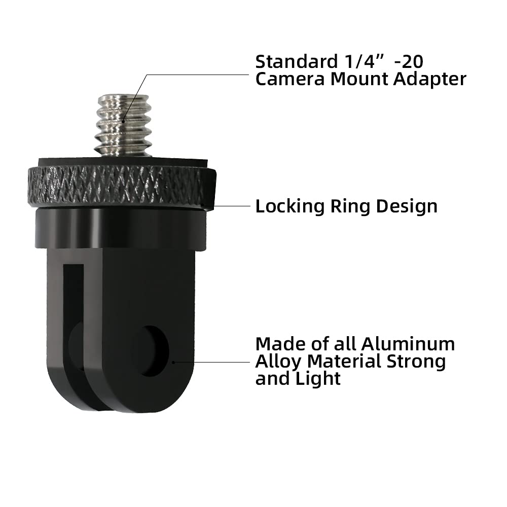 1/4 Inch Aluminum Metal Camera Mount Adapter, Conversion Camera Tripod Mount Compatible With Gopro Hero 13/12/11/10/9/8 Black,Other Action Cameras And Other Standard 1/4 Accessories(2 Packs)