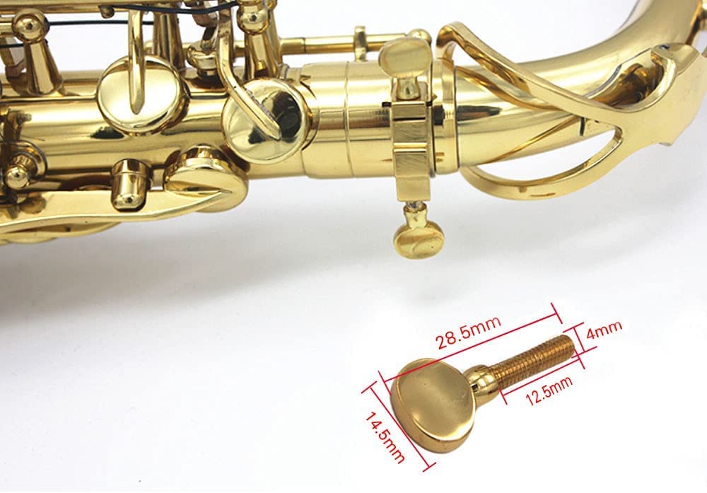 Jiayouy 2Pcs Sax Neck Screw Tightening Attach Screw Brass Musical Instrument Parts For Soprano Alto Tenor Saxophone Golden Threa
