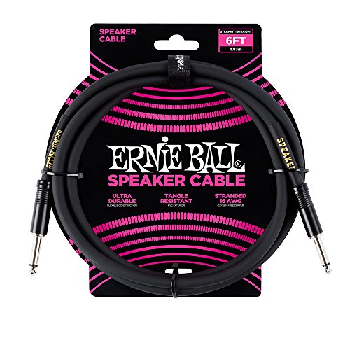 Ernie Ball Speaker Cable, Straight/Straight, 6Ft, Black (P06072)