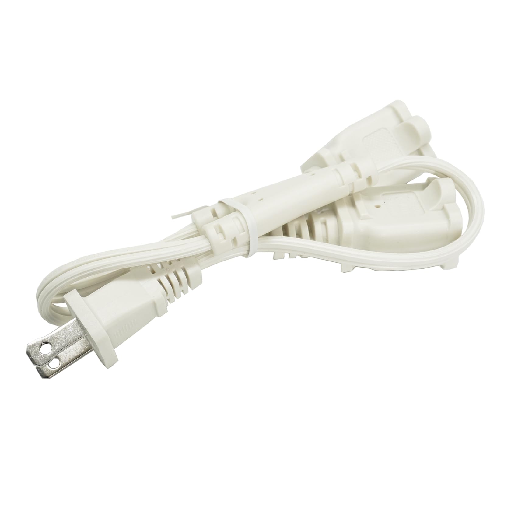 1.5 Ft 2 Outlet Power Splitter Cord, White 18 Sjt Wire, 2 Prong Indoor Extension Cord 1 To 2, Male To Female Y Splitter, 10 A 12