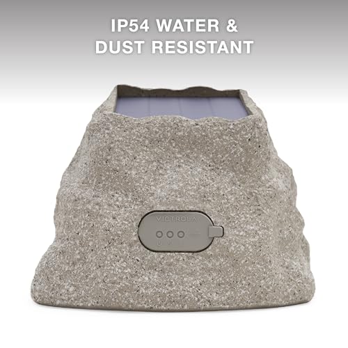 Victrola Rock Speaker Connect, Stone, Wireless Outdoor Speaker With Bluetooth 5.3, 22 Hour Battery Life, With Solar Charging, Li