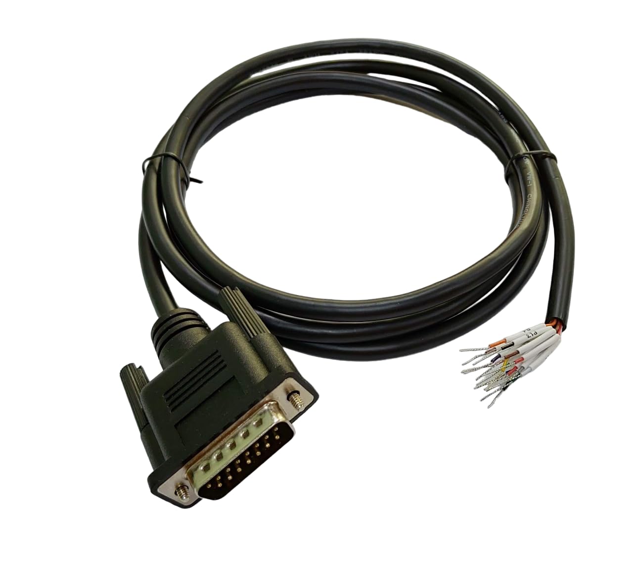 Compucableplususa.Com Best Industrial Serial Db15 D Sub15 Pin Rs232 Serial Cable With Bare Wire   28 Awg With Black Pvc Jacket (