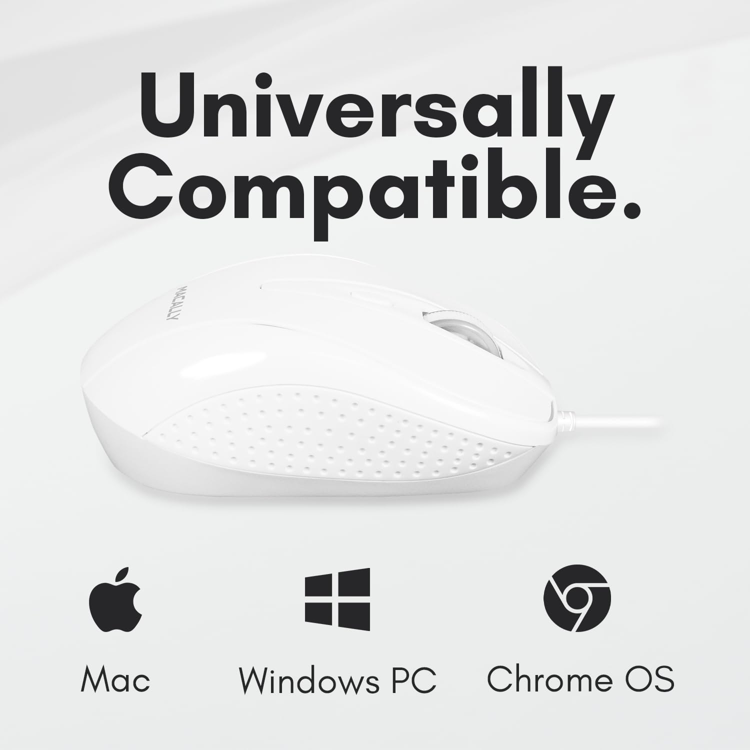 Macally Usb Wired Mouse With 3 Button, Scroll Wheel, & 5 Foot Long Cord, Usb Mouse For Laptop And Desktop, Computer Mouse Wired