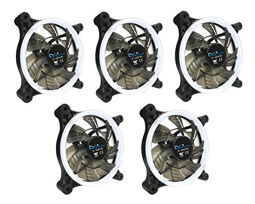 Apevia 512L Cwh 120Mm Silent Dual Rings White Led Fan With 32 X Leds & 8 X Anti Vibration Rubber Pads (5 Pk)