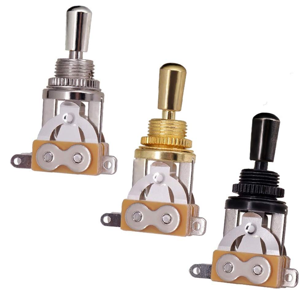 Jd.Moon Electric Guitar 3 Way Toggle Switch Pickup Selector Switch With Brass Tip Knob (Chrome)