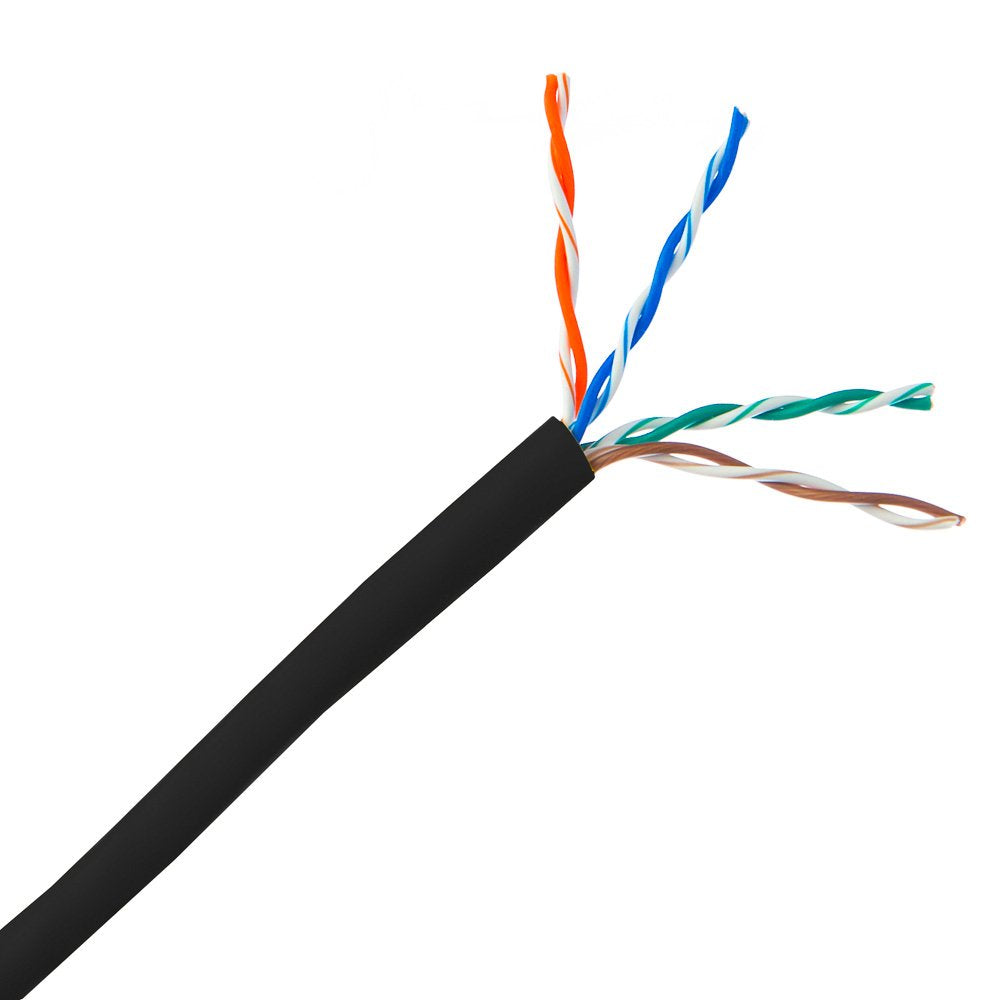CableWholesale 1000 Foot Bulk Cat6 Ethernet Cable, Plenum Rated (CMP), Black Ethernet Cable, 23 AWG 4 Pair Solid Bare Copper, UT