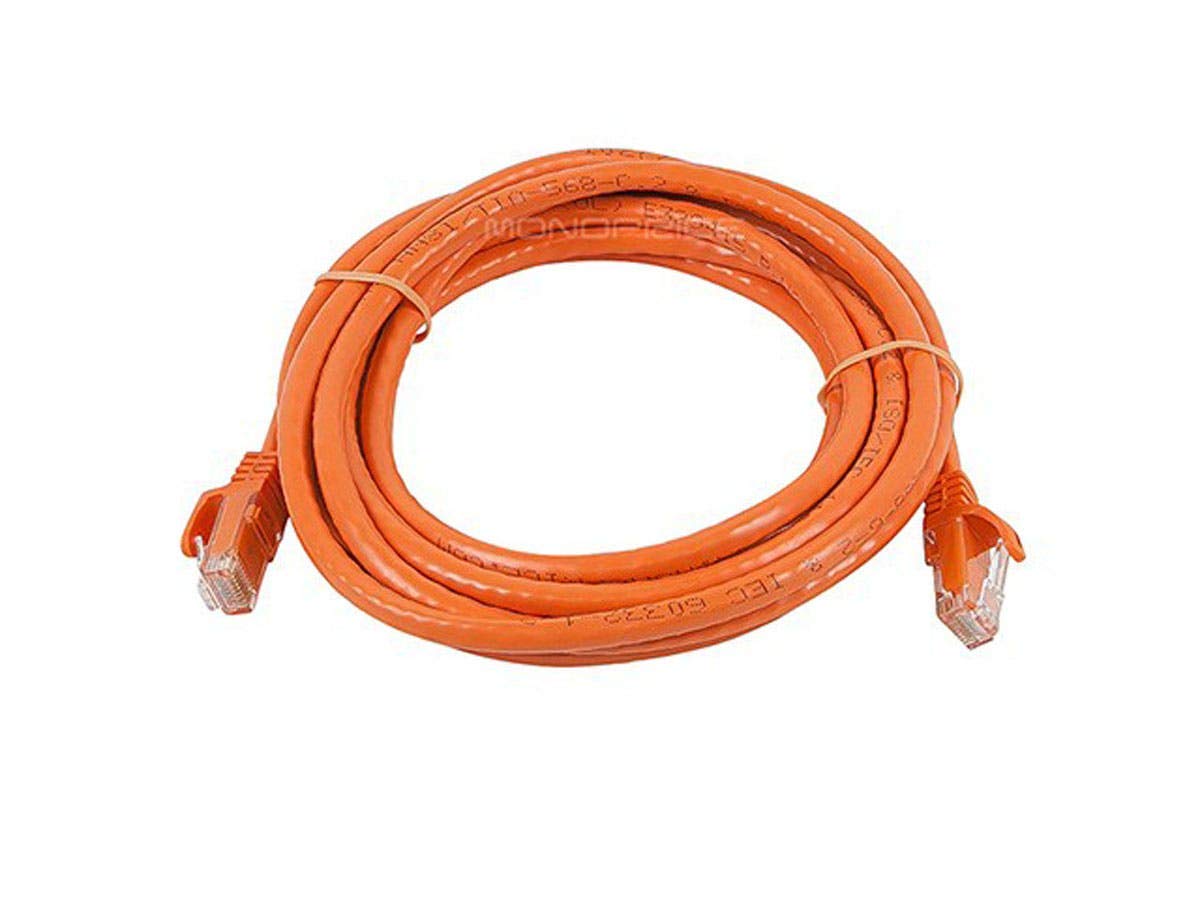 Monoprice Cat6 10Ft Orange Patch Cable Utp 24Awg 550Mhz Pure Bare Copper Snagless Rj45 Flexboot Series Ethernet Cable
