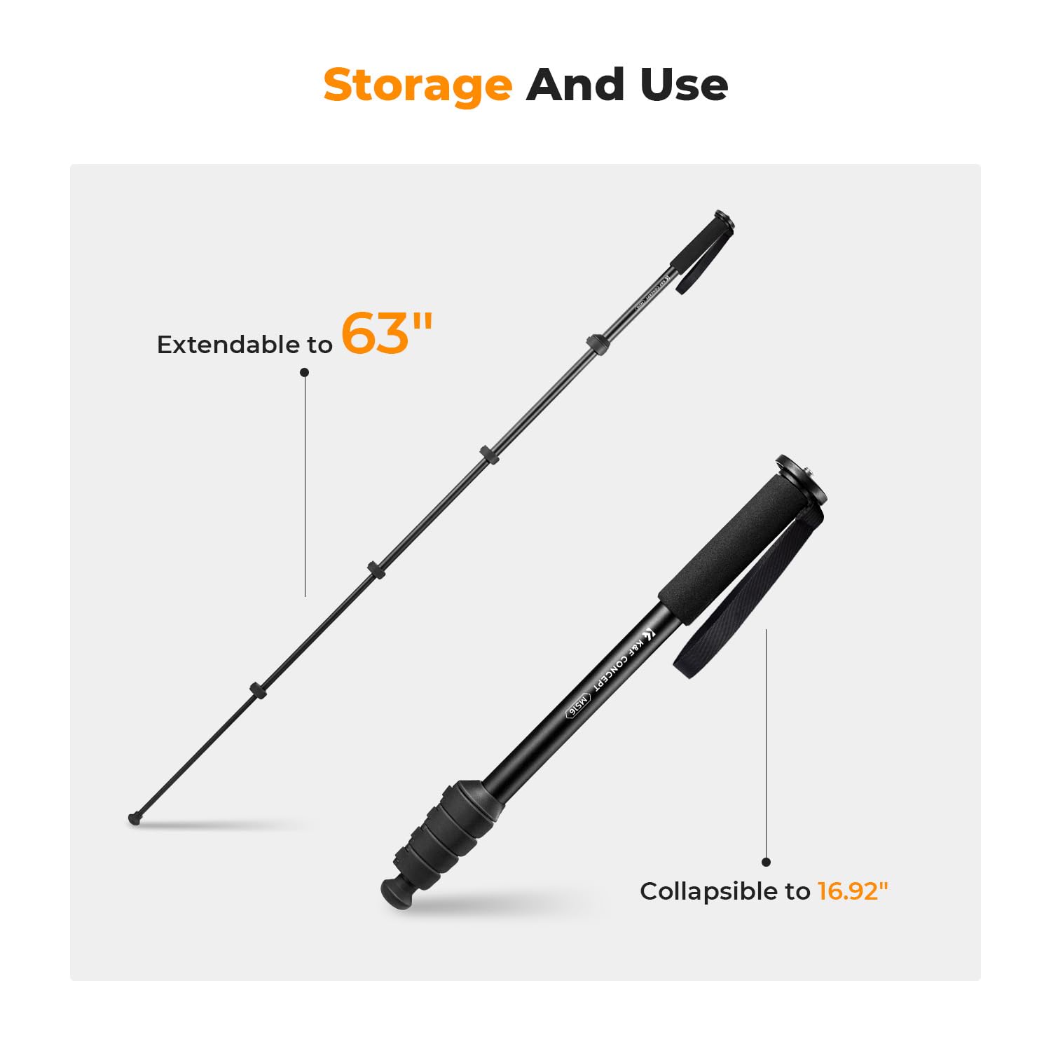 K&F Concept Camera Monopod, 63' Aluminum Photography Monopod With 5 Section Height, Lightweight & Portable Camera Accessories