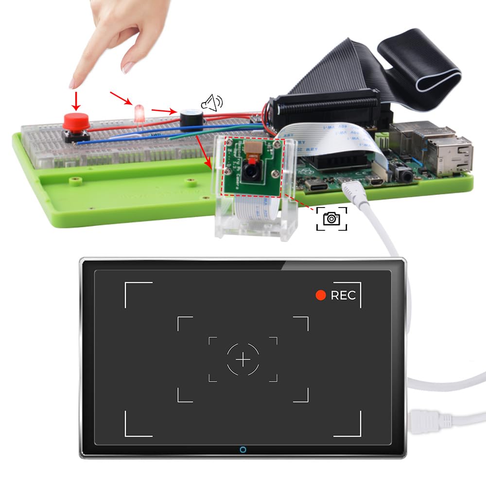 Geeekpi Complete Starter Kit For Raspberry Pi 4B, Python C Java Scratch Code, With 100 Page Tutorial, 16 Projects, 68 Items, Abs