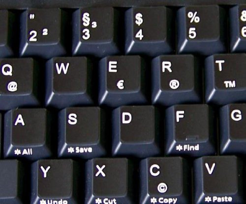4Keyboard Replacement German Keyboard Stickers On Black Background
