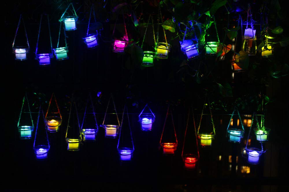 Topstone Multi Color Remote Control Tea Lights,Battery Powered Votive Candles With Timer,Flickring Flameless Candles For Wedding