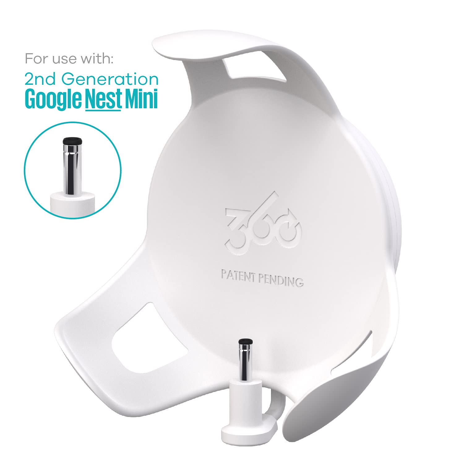 Powerclip Outlet Mount For Google Nest Mini (Chalk), Speaker Wall Hub For 2Nd Generation Google Nest Smart Home Devices, Space Saving, Uses One Outlet Only, Great For Mounting Google Mini Speaker