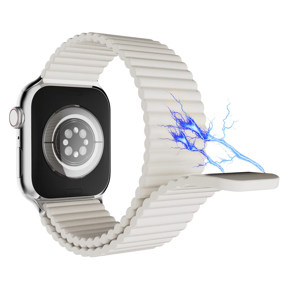Heike Magnetic Silicone Band Compatible With Apple Watch Band 38Mm 40Mm 41Mm 42Mm For Men Women,Sport Loop Adjustable Wristband