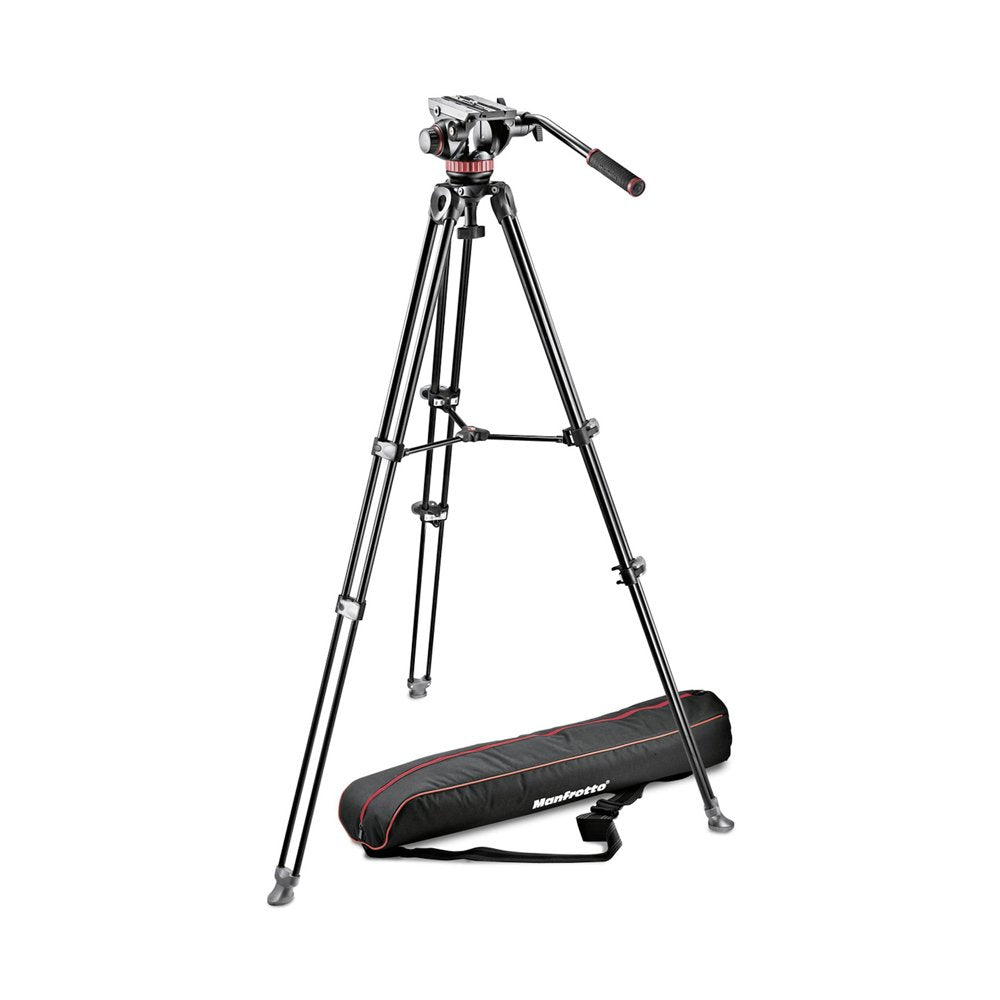 Manfrotto Mvk502Am 1 Professional Fluid Video System Aluminum Tripod With Telescop Twin Leg (Black)
