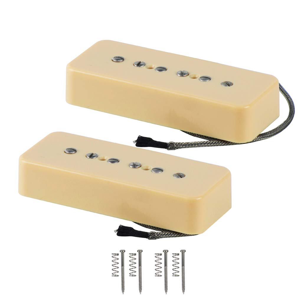 Fleor Alnico 5 Single Coil Pickup Soap Bar Pickups Cream P90 Neck & Bridge Pickup Set