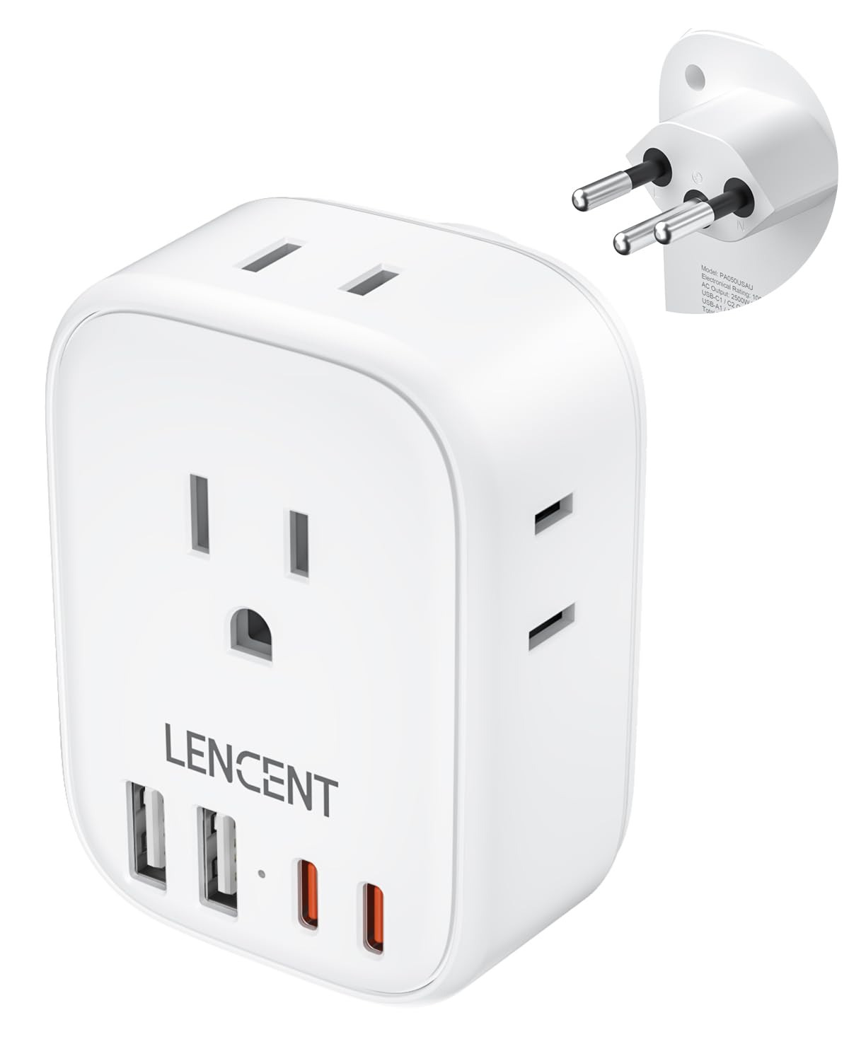 Lencent Switzerland Travel Plug Adapter, Swiss Power Adaptor With 4 American Outlets, 4 Usb Charger(2 Usb C), Type J Plug Conver