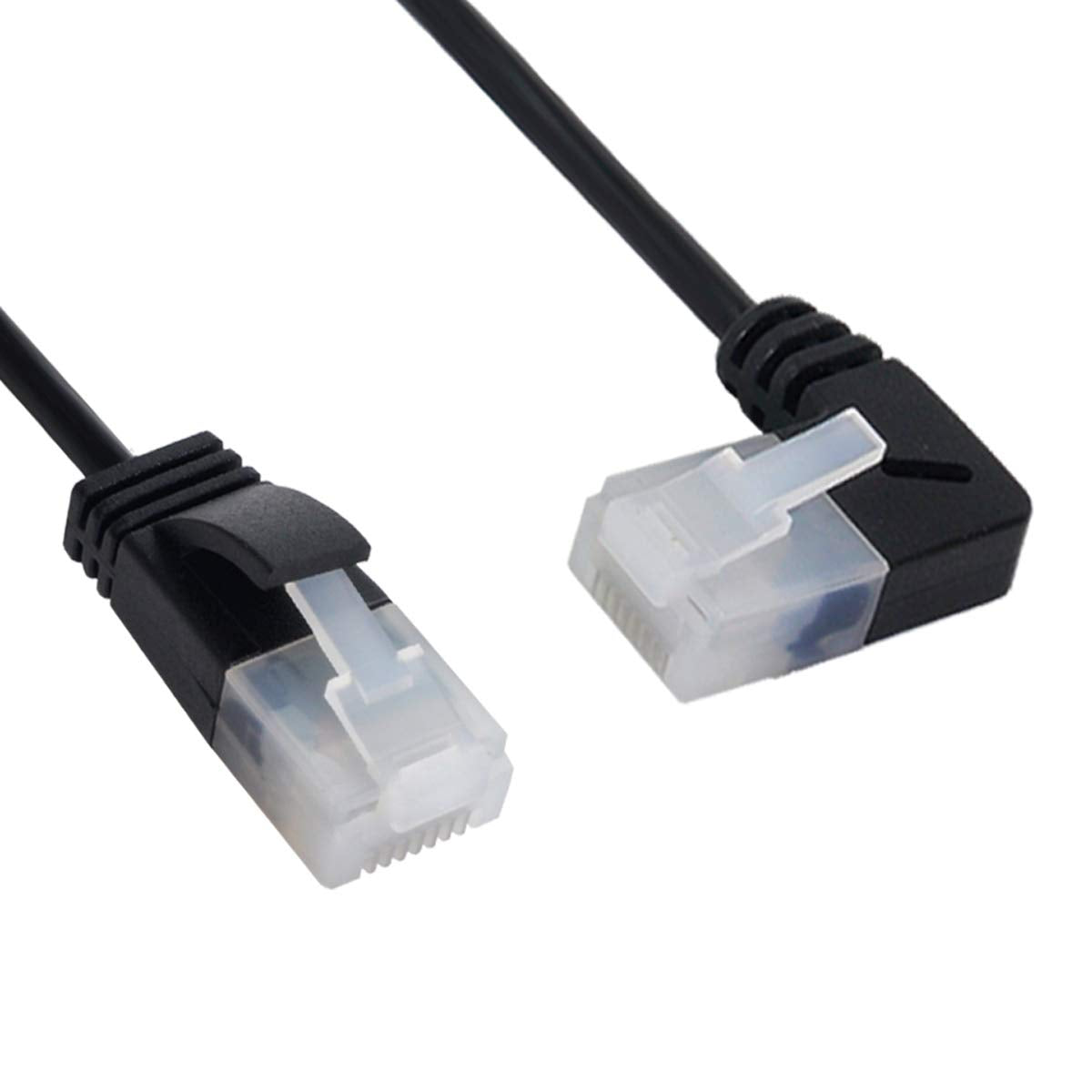 Xiwai Ultra Slim Cat6 Ethernet Cable Rj45 Right Angled To Straight Utp Network Cable Patch Cord 90 Degree Cat6A Lan For Laptop R
