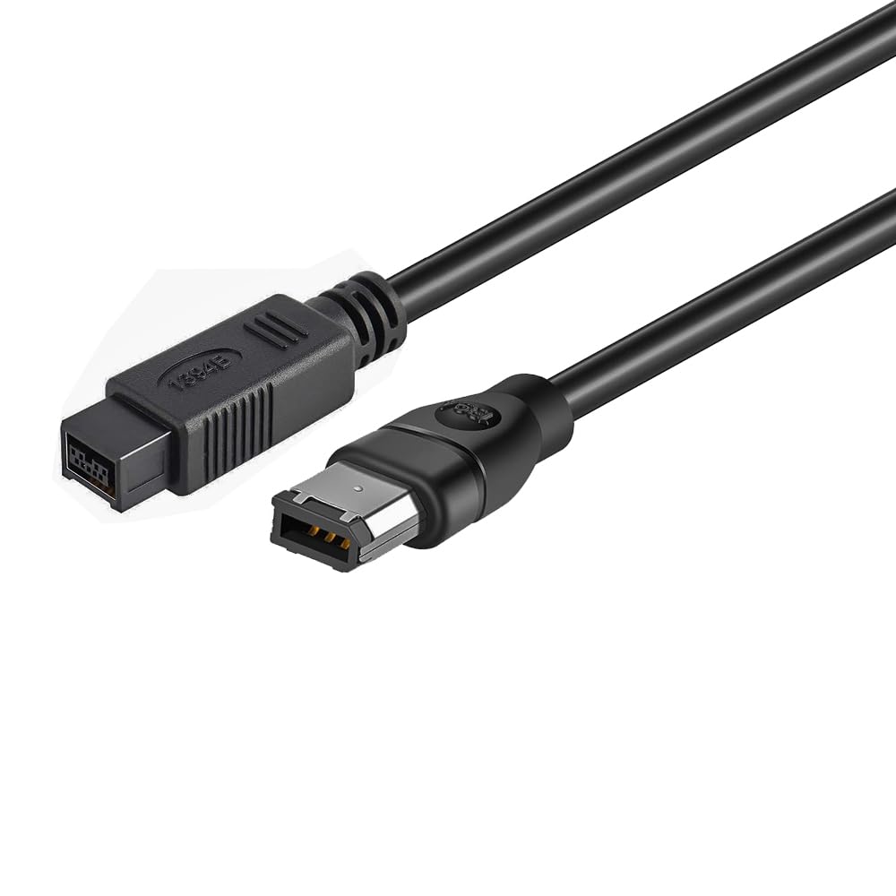 Herfair Firewire 1394 9Pin To 6Pin Adapter Cable 1394 Cord Firewire 6 Pin Male To 9 Pin Male Data Transfer Converter Cable For Dv Camera Camcorder (6Ft, 9Pin To 6Pin Firewire 1394)