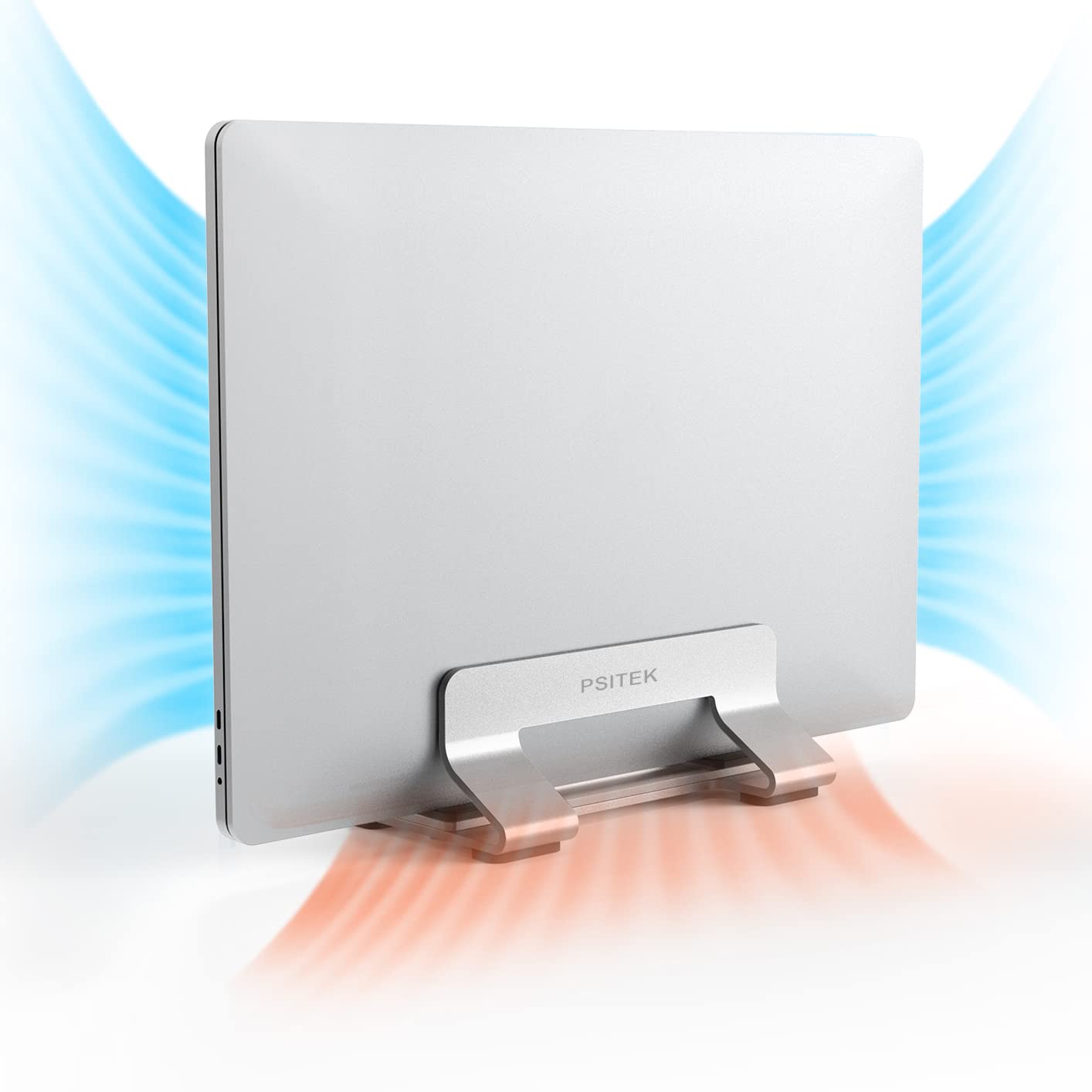 Psitek Aluminum Vertical Laptop Stand Dock Holder, Adjustable Slot Width 12 42Mm, Space Saving Upright Storage For Macbook And L