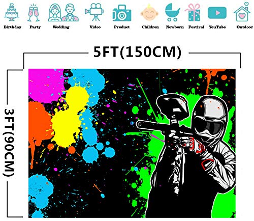 Shooting Game Backdrop Fhzon 5X3Ft Mess Splatter Art Party Colorful Graffiti Background For Photograph Theme Party Gaming Party
