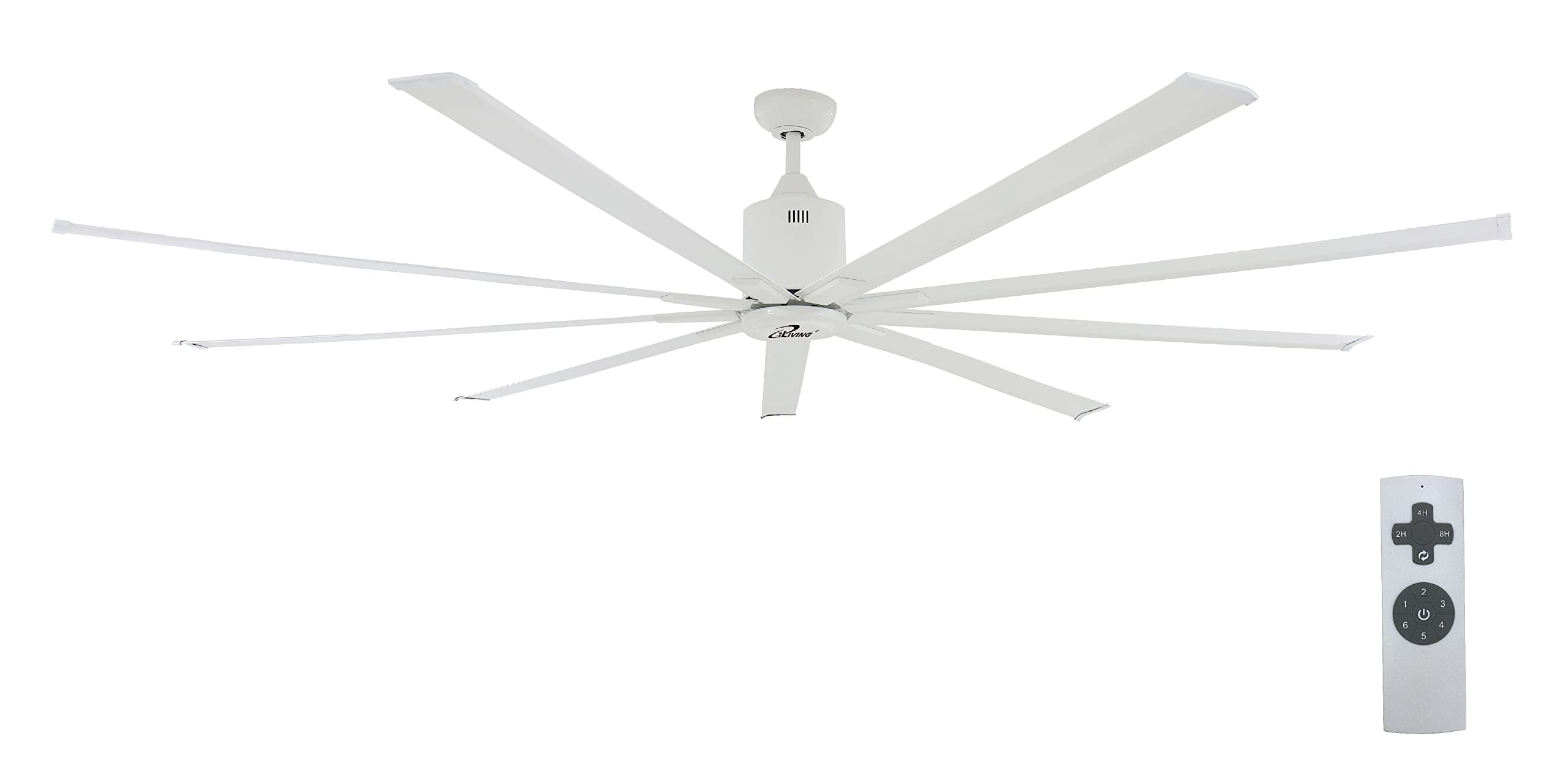 iLIVING HVLS Big Ceiling Fan with IR Remote, High Volume Low Speed Fan, Reversible (88-Inch / 11839 CFM), White