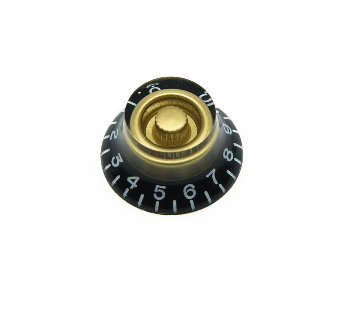 Dopro 4Pcs Metric Custom Bell Knobs Top Hat Knob Black W/Gold Custom For Epiphone Les Paul/Import Guitar Bass W/Coarse 5.8Mm Spl