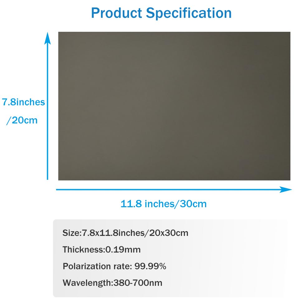 Polarized Film Sheets 2 Pcs 7.8X11.8Inches/20X30Cm Adhesive Polarizer Linear Polarizing Filter For Screen Educational Physics