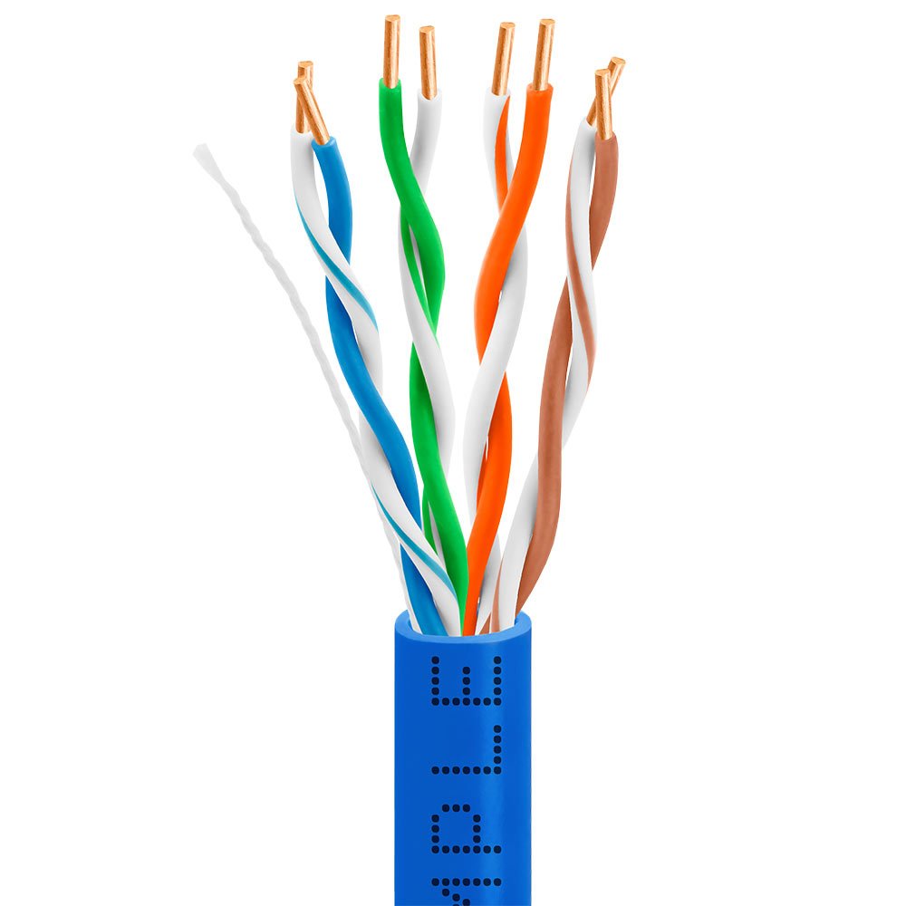 Cmple   Cat5E Plenum Cable 1000Ft Cmp Blue 24Awg 350Mhz Gigabit Ethernet Solid Network Internet Bulk Utp