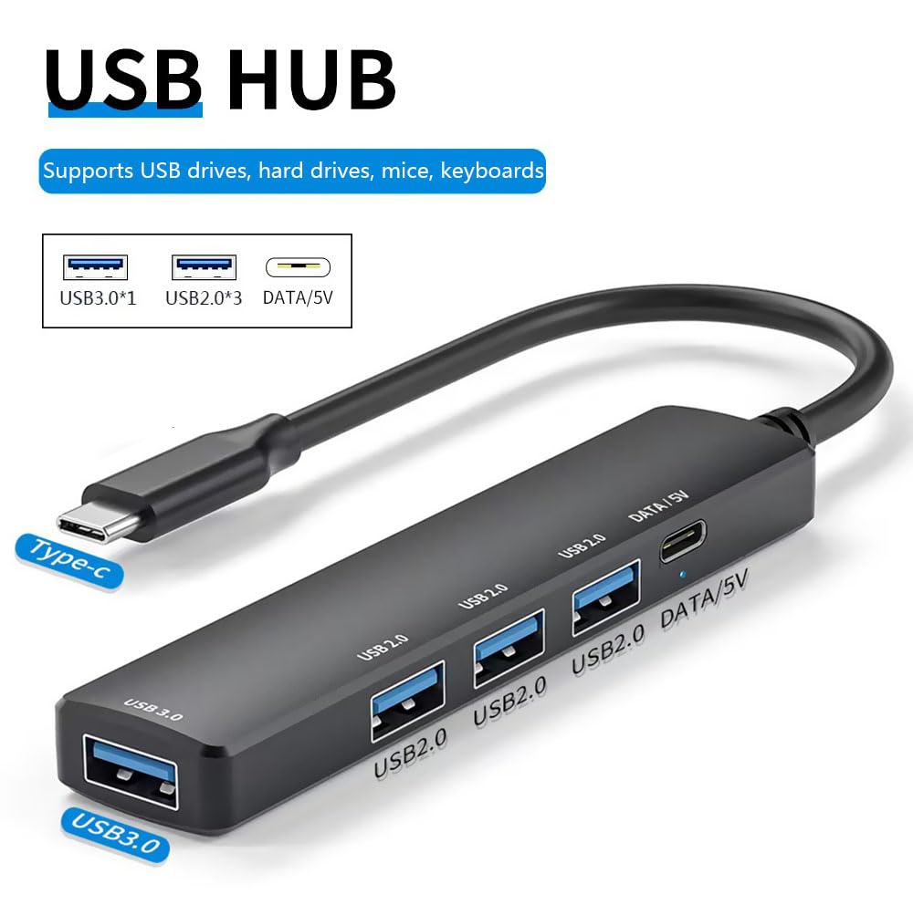 Usb C Hub 3.0 5 Port, Usb C Multiple Hub Data Splitter Extender With Usb C Power/Data Port, With Indicator Lights, For Laptop, P