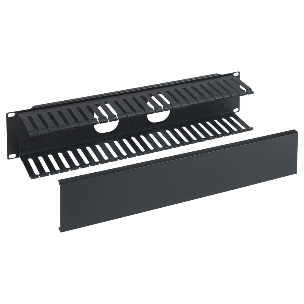 ICC Finger Duct Panel Manager with Cover, 2U Rack Mount Space, Black Powder Coat Finish, Cable Management for 19' Racks and Cabinets, Plastic, 3' Horizontal Deep with Metal Back Panel, Pack of 6