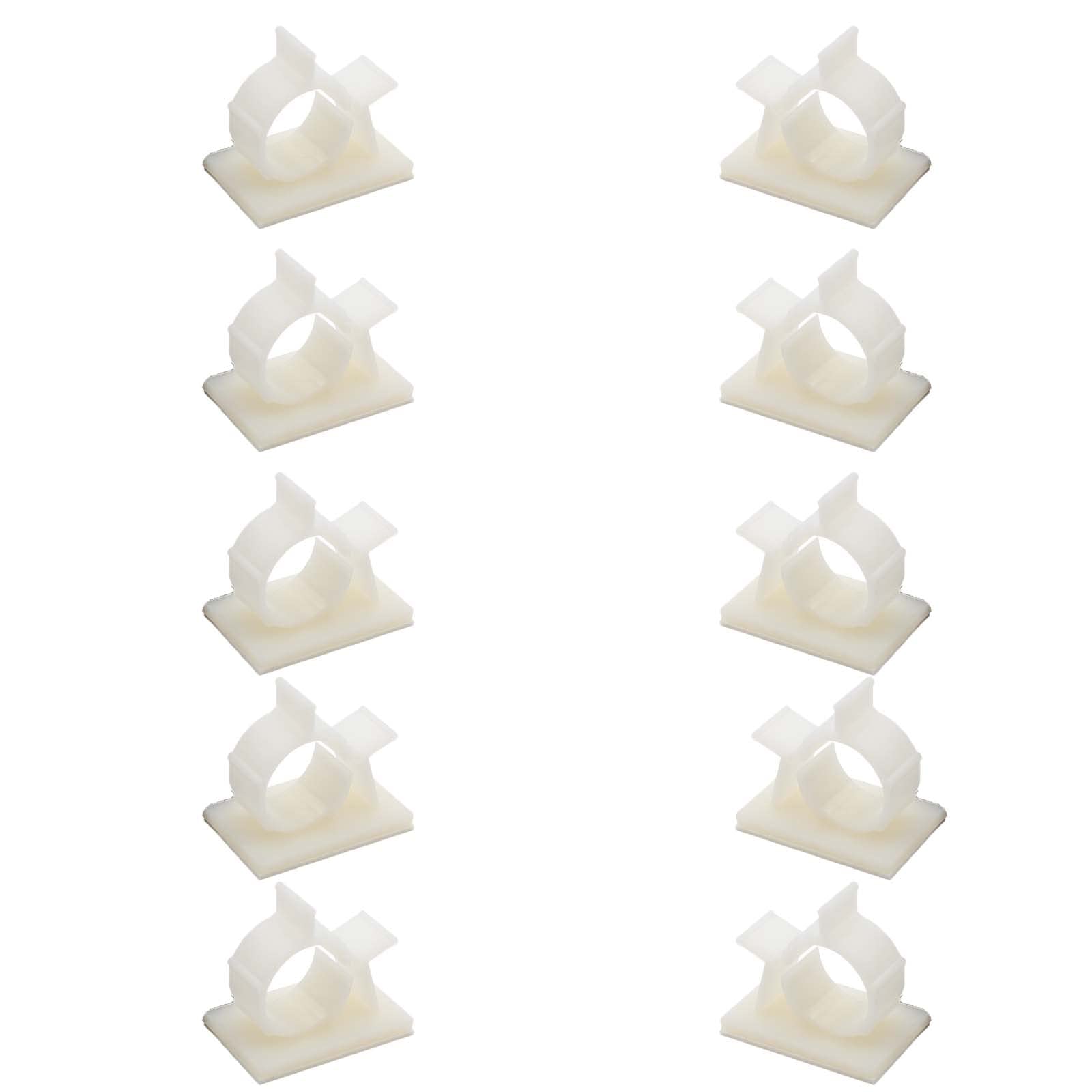 Ezrodi 10 Pack 3/8'' Ro Tubing Mounting Clips Adhesive Tubing Locking Clamps White Cable Organizer (10, 3/8'' Tubing O.D.)