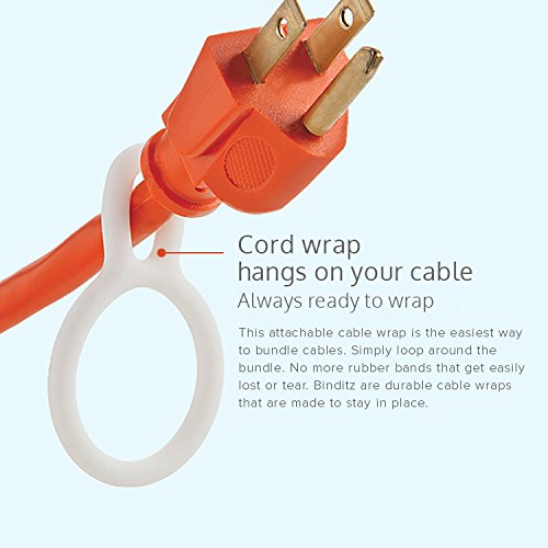 Ut Wire Attachable Binditz Silicon Cable Wrap For Home Kitchen Small Appliances Computer Hair Dryer Cords In White/Black Set Of