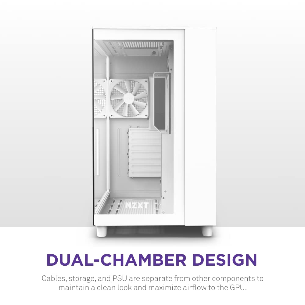Nzxt H9 Flow Dual-Chamber Atx Mid-Tower Pc Gaming Case - High-Airflow Perforated Top Panel - Tempered Glass Front & Side Panels