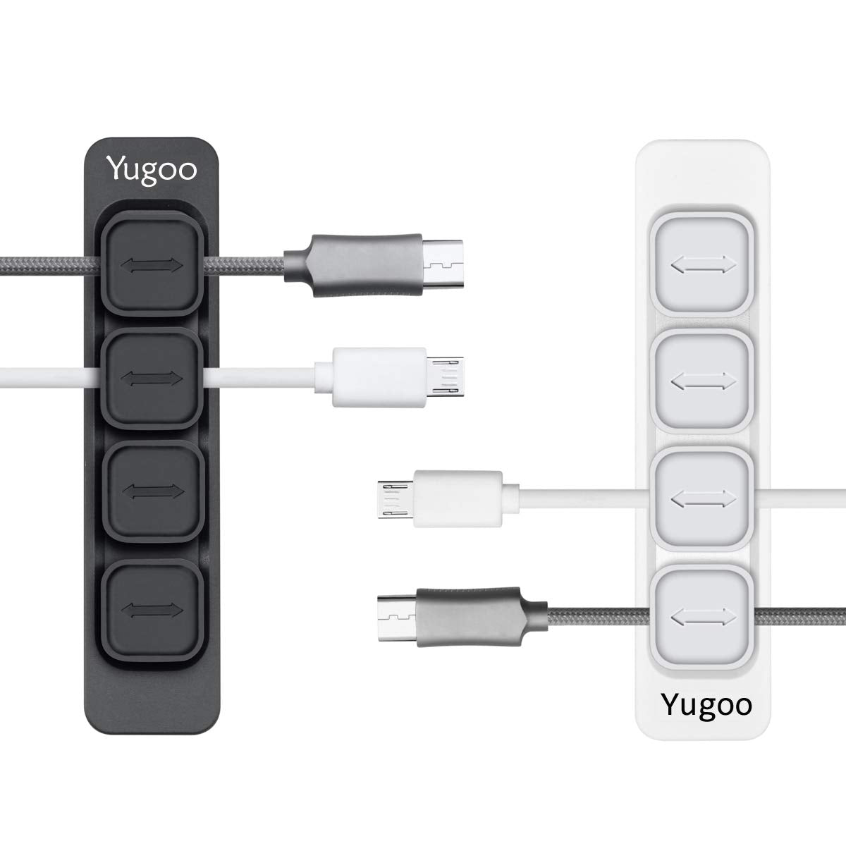 Yugoo Magnetic Cable Holder Clips Multipurpose Organizer, Desktop Cord Management For All Wires (2 Pack, Black And White)
